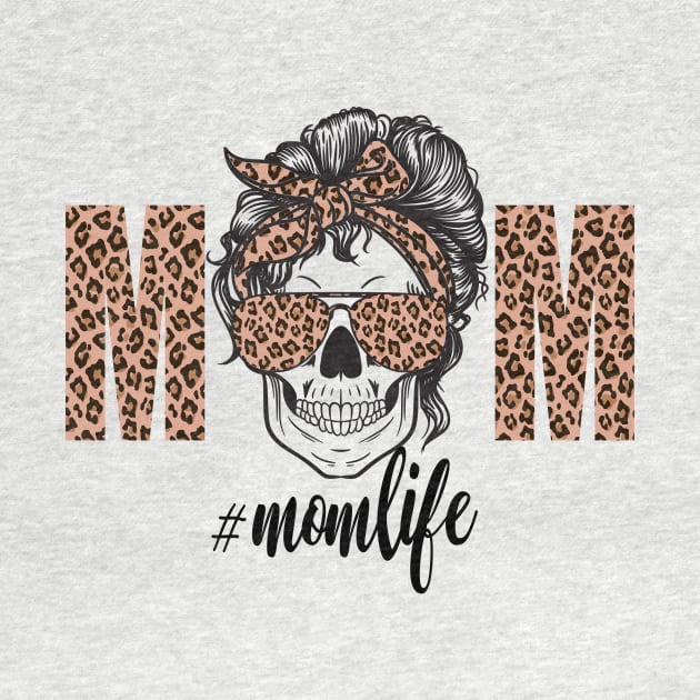 Mom Life Skull Cheetah print Retro Bandana by PIIZ